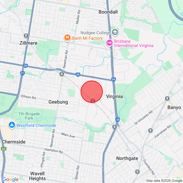 Map of pickup location at Geebung (Virginia)