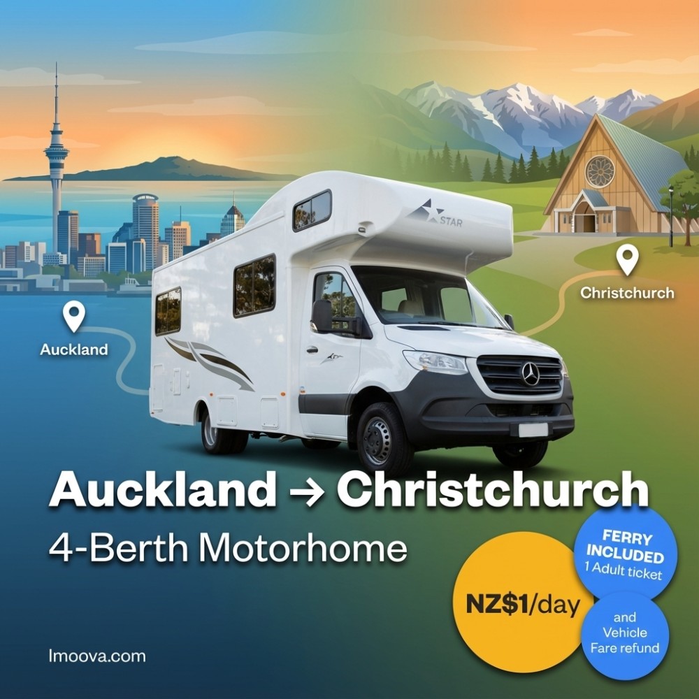 4-Berth Motorhome - Auckland to Christchurch