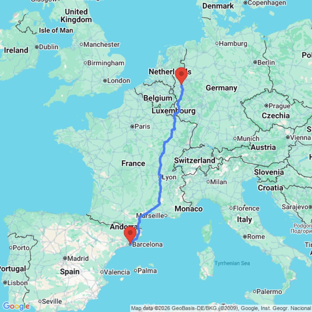 Trip between Barcelona and Dusseldorf