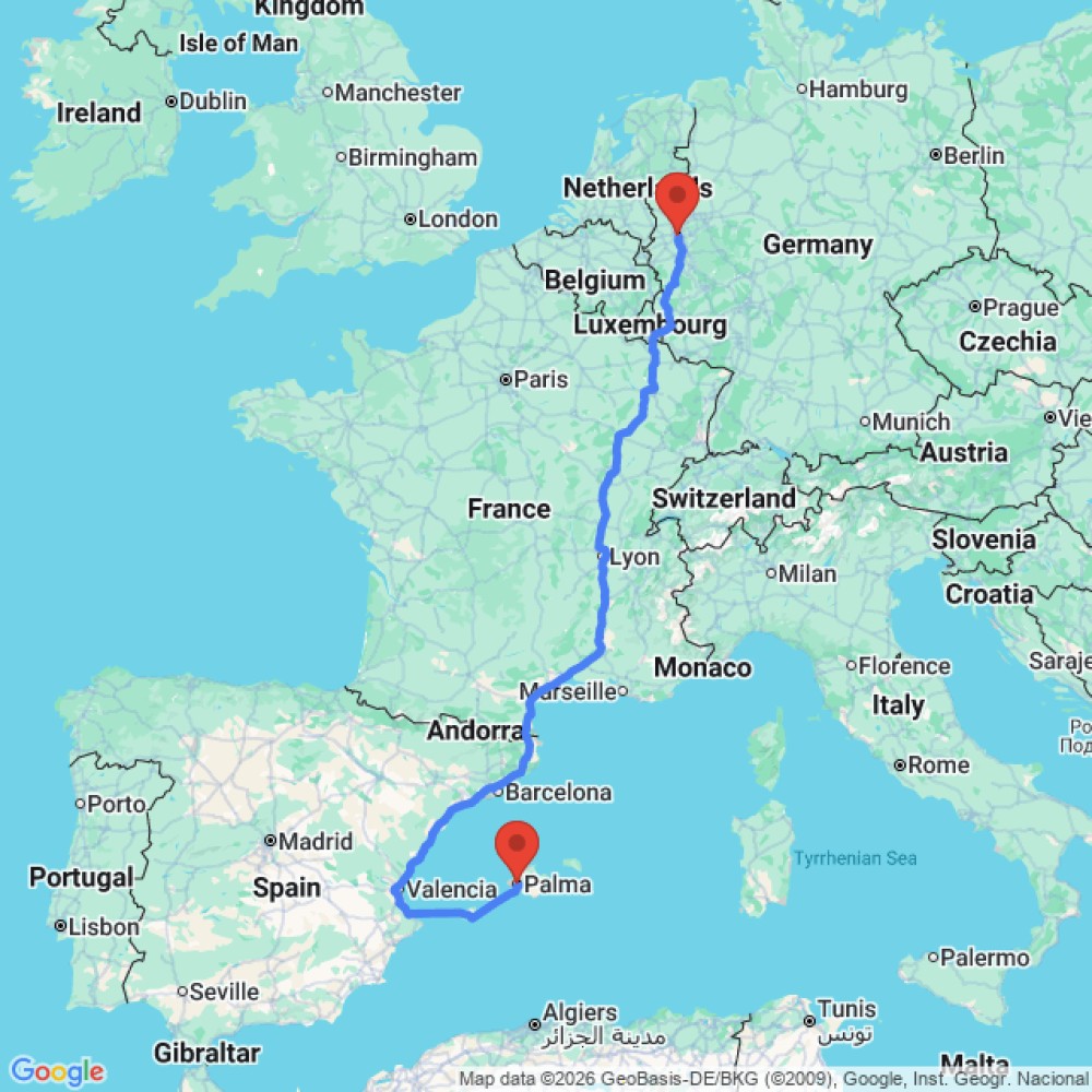 Trip between Palma and Dusseldorf