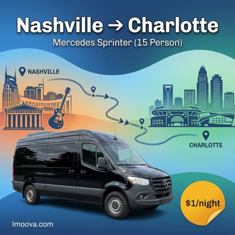 Mercedes Sprinter (15 Person) available for relocation from Nashville to Charlotte