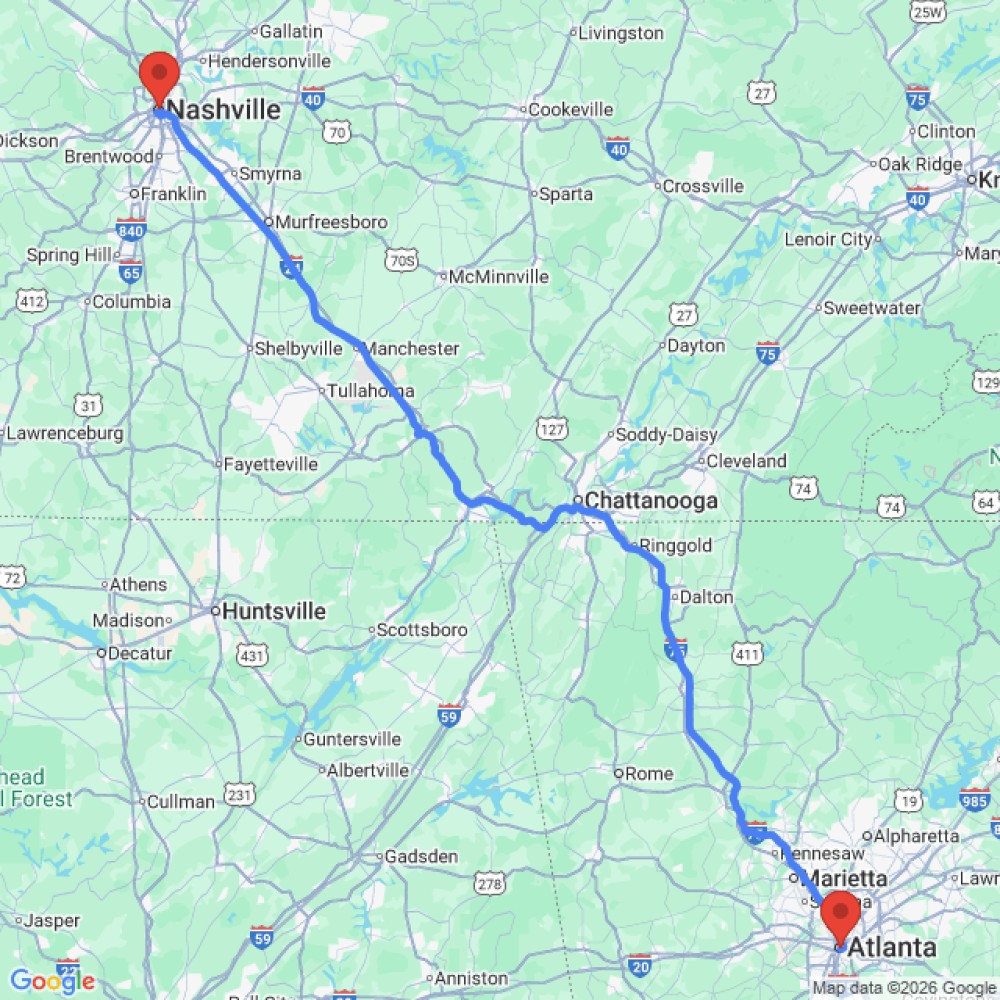 Trip between Nashville and Atlanta
