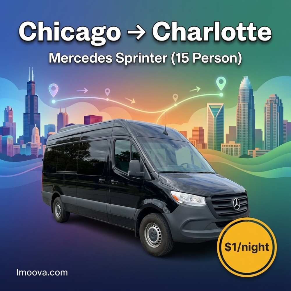 Mercedes Sprinter (15 Person) available for relocation from Chicago to Charlotte