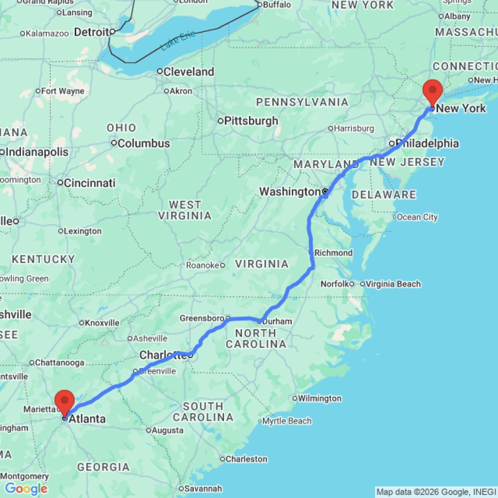 Trip between New York and Atlanta
