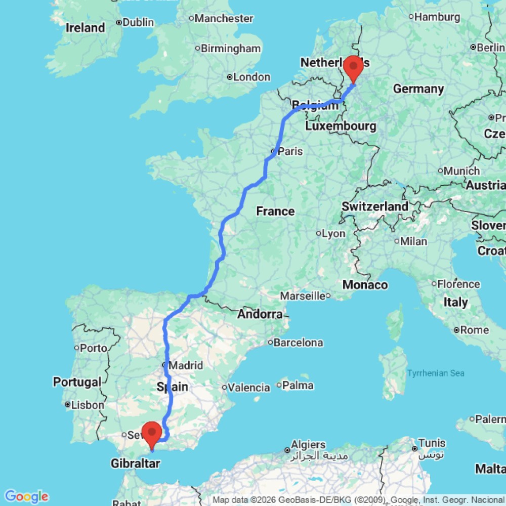 Trip between Malaga and Dusseldorf