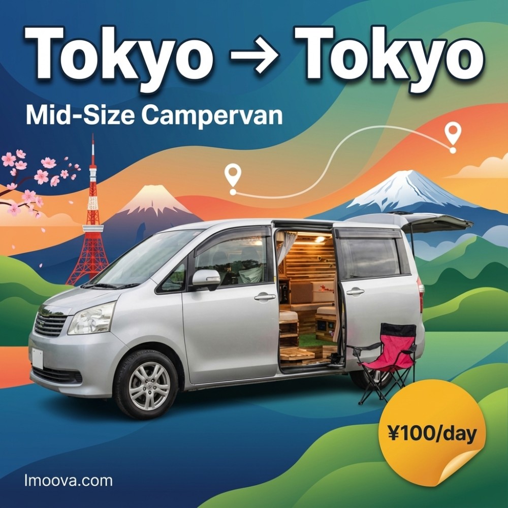 Mid-Size Campervan available for relocation from Tokyo to Tokyo