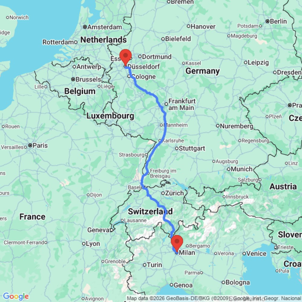 Trip between Milan and Dusseldorf