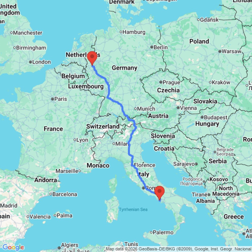 Trip between Naples and Dusseldorf