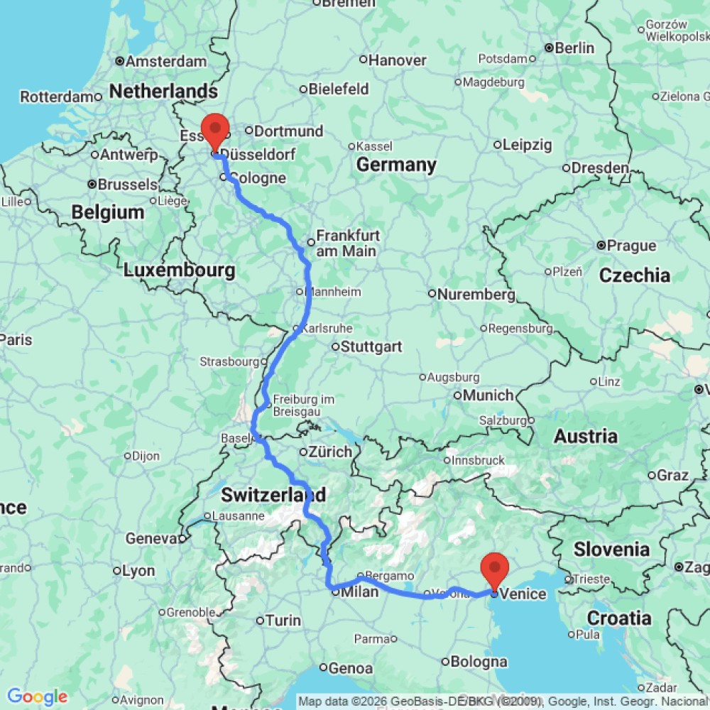 Trip between Venice and Dusseldorf
