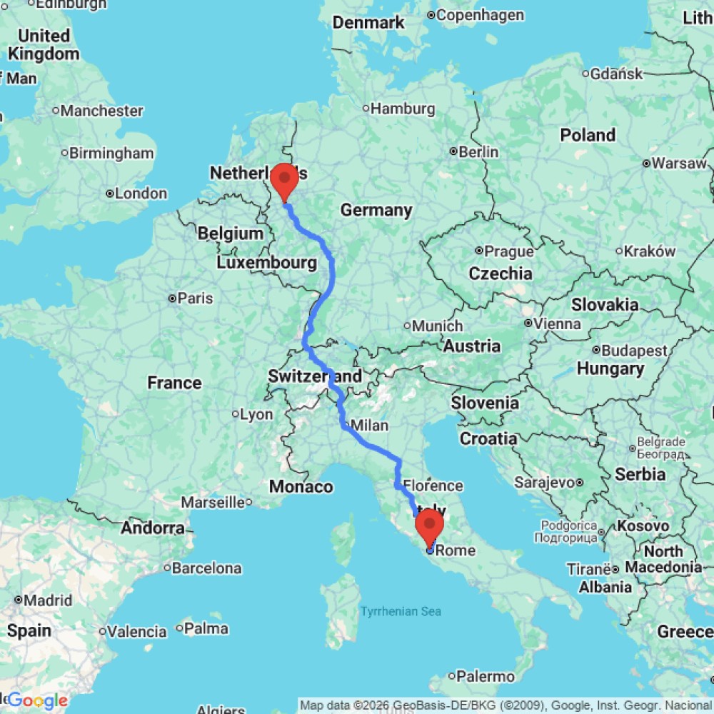 Trip between Rome and Dusseldorf