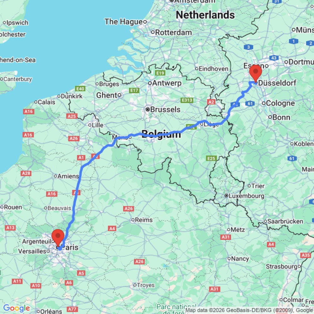 Trip between Paris and Dusseldorf