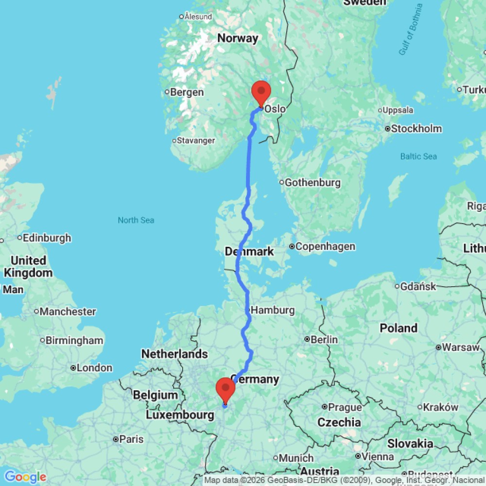Trip between Frankfurt and Oslo