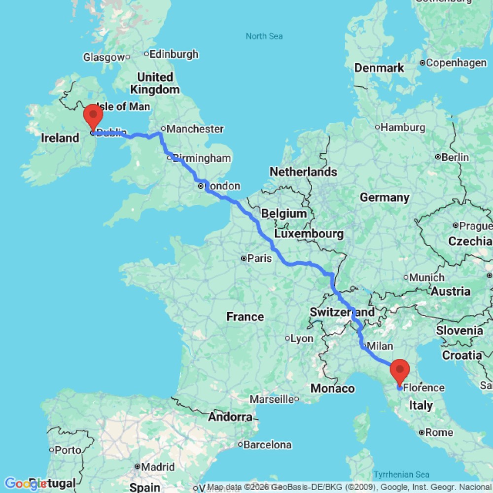 Trip between Florence and Dublin