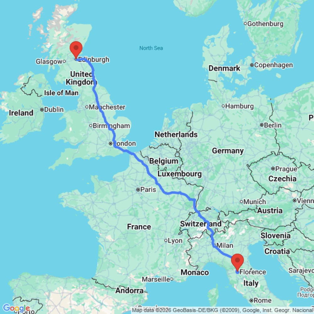 Trip between Florence and Edinburgh