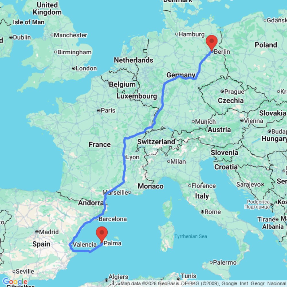 Trip between Berlin and Palma