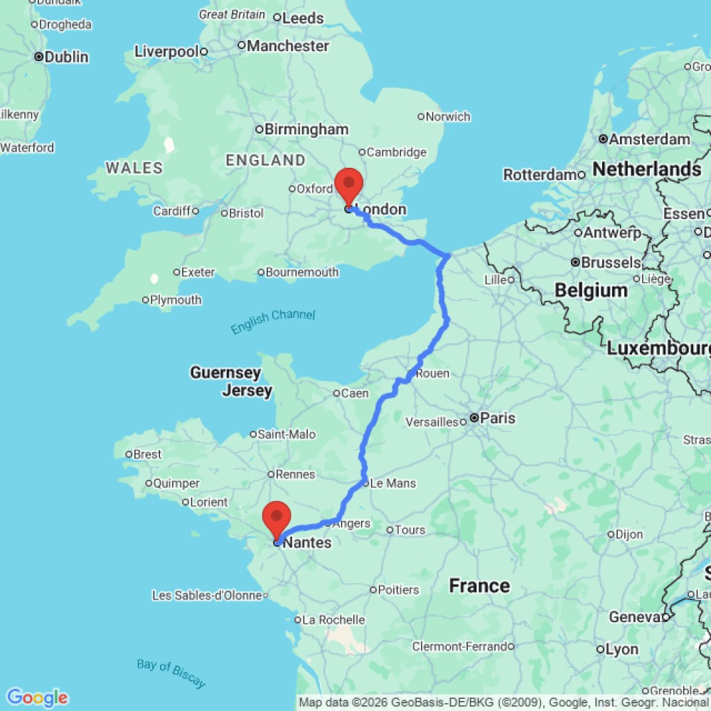 Trip between Nantes and London