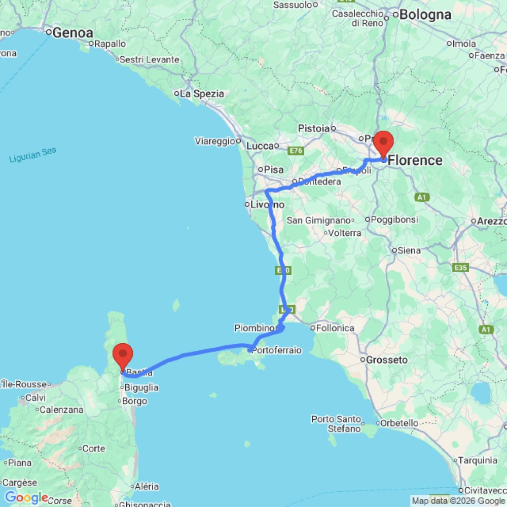 Trip between Florence and Bastia