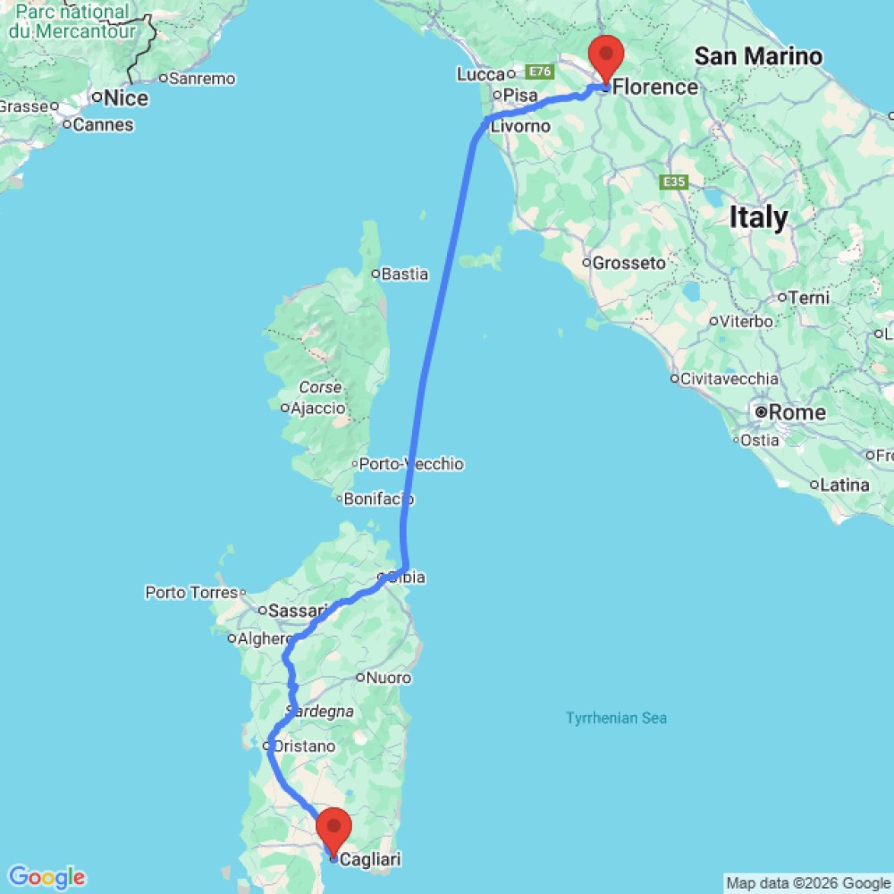 Trip between Florence and Cagliari