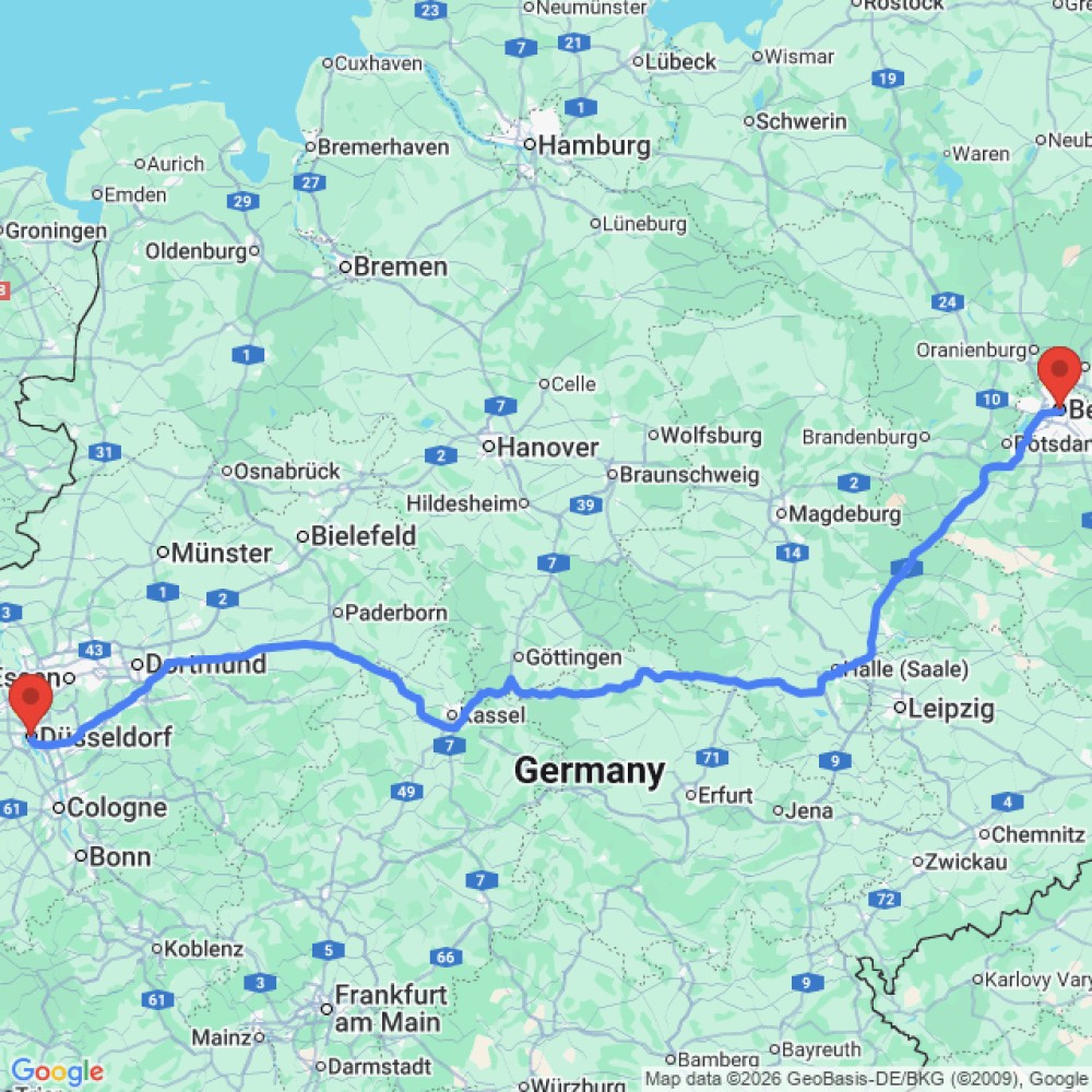 Trip between Berlin and Dusseldorf