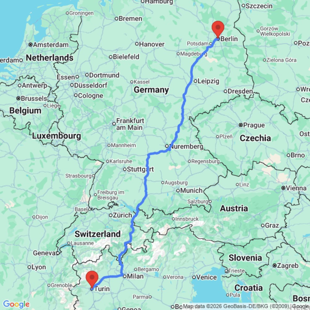 Trip between Berlin and Turin
