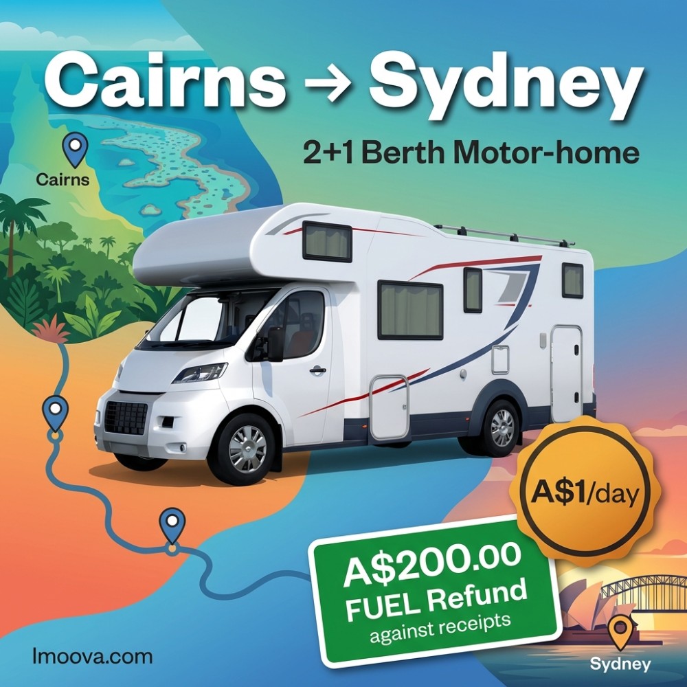 2+1 Berth Motor-home - Cairns to Sydney